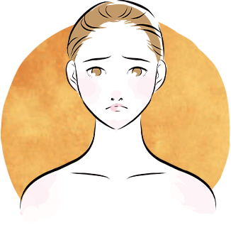 悩んでいる女性のイラスト